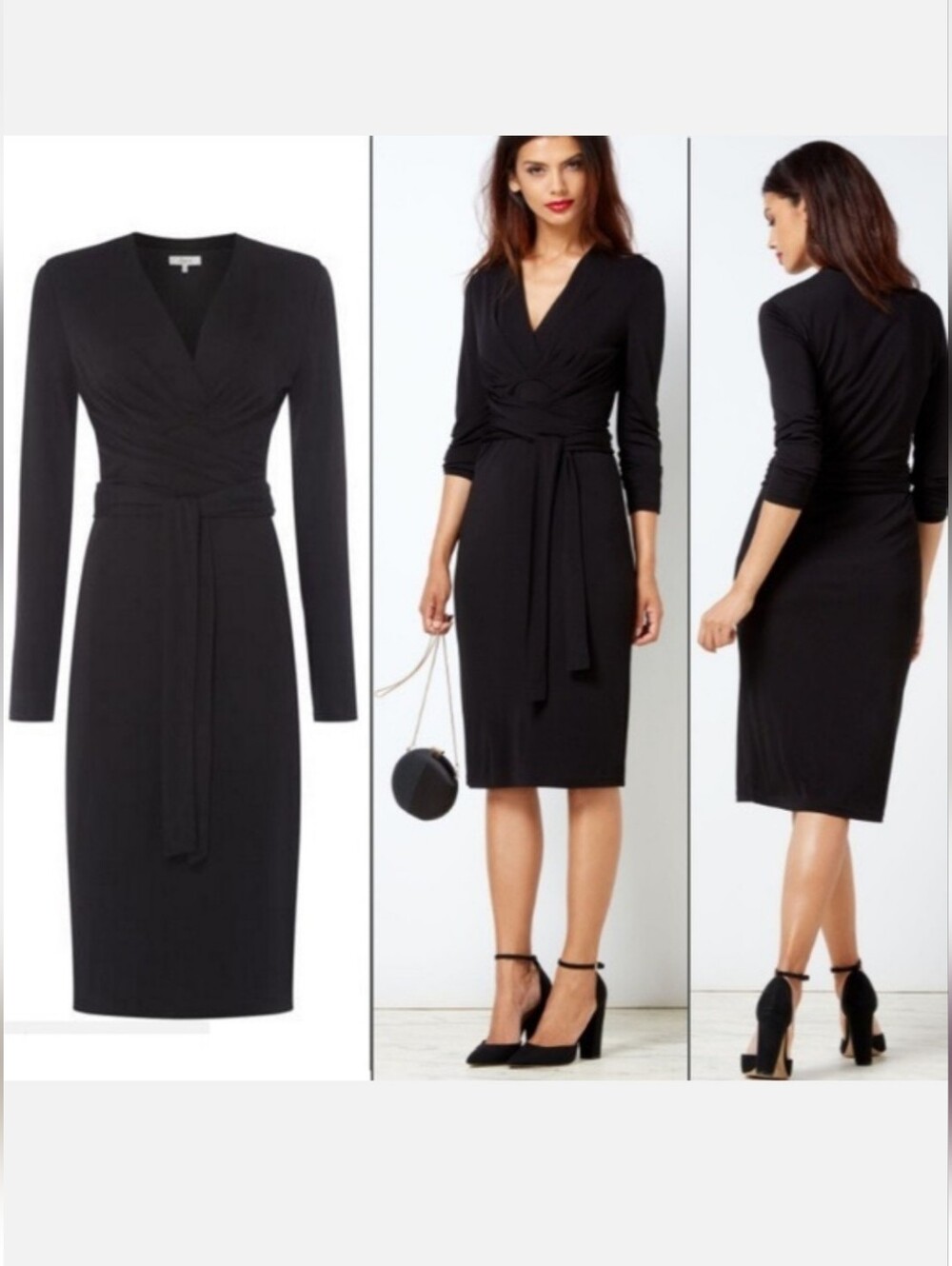 Issa London Blue Wrap-Front Long Sleeve Dress Size US8